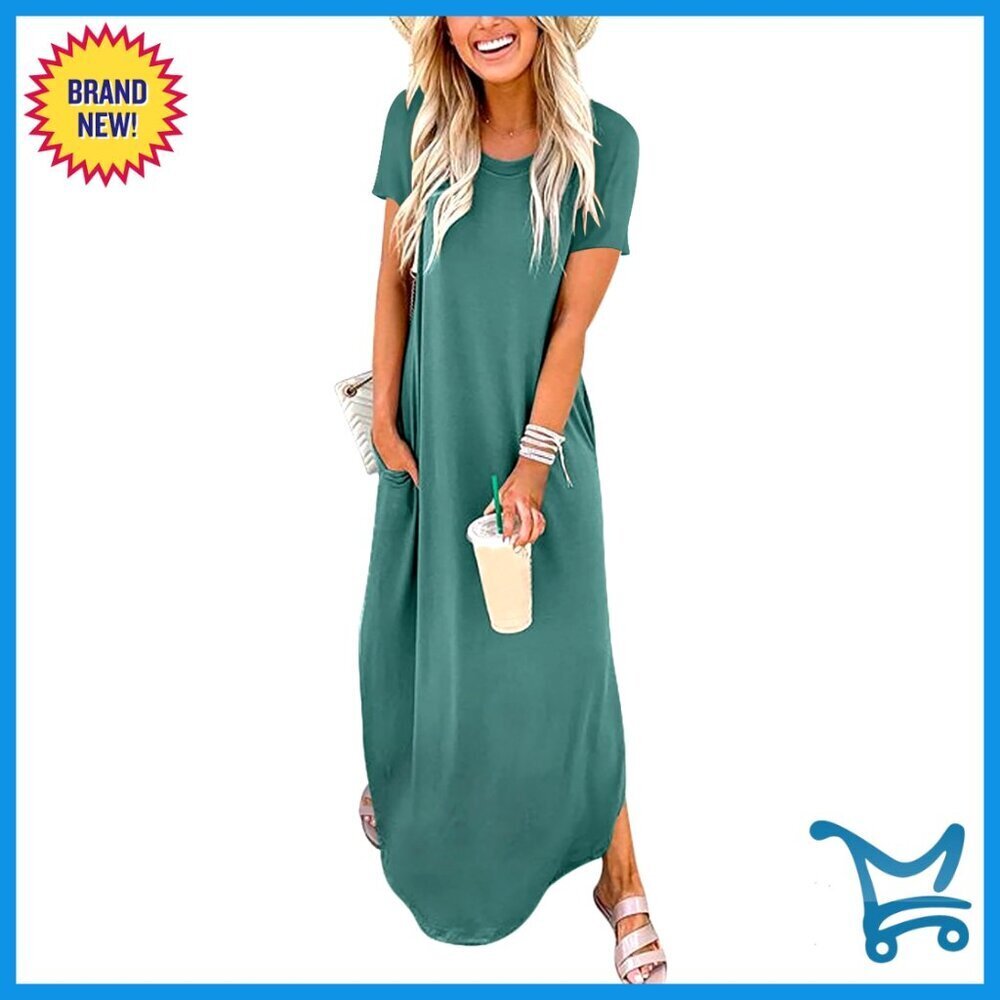 Summer Maxi Dress Casual Loose Fit Split Hem Beach Vacation Travel Outfit